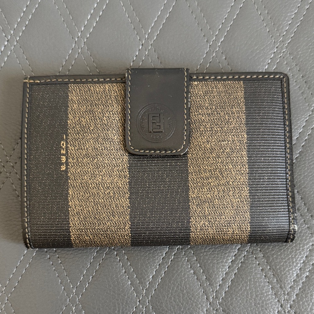 Vintage Fendi Pequin Striped Kisslock French Wallet